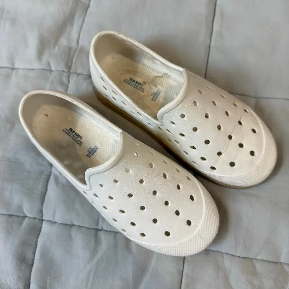 OId Navy White Perforated Rubber Water Shoes Slip Oh Sandals Little Kid 10 READ